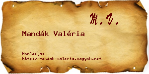 Mandák Valéria névjegykártya